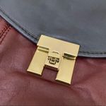 Tommy Hilfiger Postino Navy/Red Color-block 100% Leather Trapezoid Satchel Bag Photo 11