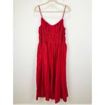 Madewell Textured V Neck Midi Dress Festival Red A Line Linen Cotton Medium NWT Photo 11