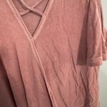 American Eagle  Soft & Sexy Dusty Pink Cold Shoulder Faux Wrap Front Top Size Small Photo 3