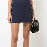 Reformation Women’s Size L Gigi Short Sleeve Mini Dress Navy Blue Rib Casual Photo 0
