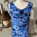 Big Dogs Big dog Vtg 80’s 90’s blue tropical Hawaiian print shift dress M Photo 1