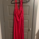 Papell Boutique Pink/Red Silk Halter Maxi Dress Photo 3