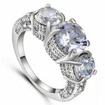 TJ Maxx Size 7 White Sapphire Silver Anniversary Band 10KT Photo 0