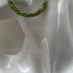 Vintage round Bead Hoop green Beaded Mini Chunk Earrings Women’s Sz 5.5” Western Photo 0