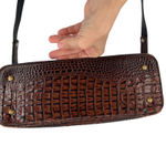 Brahmin Alligator Croc Black Leather Double Handle Bag with Crossbody Strap Photo 3