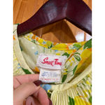 Vintage 1960s Smart Time Floral Housecoat Dress Yellow Blue Green Snap Front Size L Photo 2