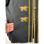 Bob Mackie wearable art black coat embroidered Elephants gold logo buttons large Photo 9