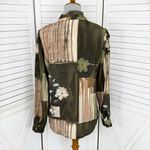 Dress Barn Vintage‎  Printed Button Front Blouse Shirt Olive Tan Small Photo 3