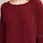 Anthropologie ANTHRO Saturday/Sunday Maroon Tassel Knit Top Long Sleeve Small Photo 0
