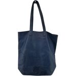 Baggu  Tote Milled Leather Nubuck Bag Handbag Natural Interior Pocket Navy Blue Photo 2