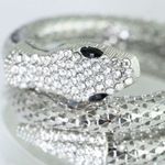 SNAKE Wrap Bracelet with Rhinestones. Silver. Silver Photo 1