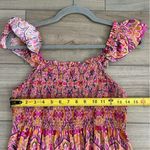 Carly Jean Los Angeles Pink Red Boho Sleeveless Smocked Tiered Maxi Dress L Photo 7