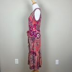Tommy Bahama Dress Womens Small Pink Midi Sleeveless Belted Button Up Printed S Photo 5