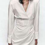 ZARA white dress wedding bridal shower corset mini long sleeve Photo 1