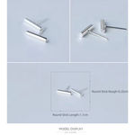Boutique Fine 925 Sterling Silver Rhodium‎ Bar Staple Stud Earrings Photo 3