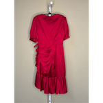 Mac Duggal NWT Short Puff Sleeve Faux Wrap Dress in Rusty Red Size 2 Photo 6
