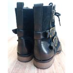 Hush Puppies  Women's Boots Combat Leather Side Zip Buckle Block Heels Black Sz 5 Photo 8