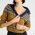J.Crew NWT Fair Isle Half-zip Sweater in Tundra Buttercream Black Brushed Yarn M Photo 7
