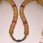 Vintage Retro Wooden Flat Beads Shell Beaded Huge Pendant Boho Necklace Red Photo 4