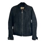 wilson's leather Vintage Wilson Jacket size small Black Motorcycle Suede Genuine Leather Zip up Photo 9