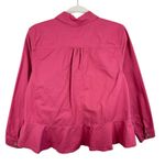 D & Co. 100% Cotton Pink Collared Peplum Button Up Lightweight Shacket Size M Size M Photo 3