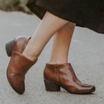 Dansko • Raina Burnished Leather Bootie brown Chestnut heeled ankle boot Photo 6