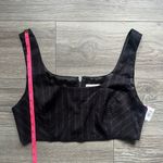 Avec Les Filles NEW  Black Purple Pinstripe Sleeveless Summer Crop Top Size L Photo 5