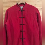 Vintage Y2K Clio Sz Large Red Black Silk Mandarin Asian Jacket Flapper Dress Set Photo 1