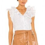 Veronica Beard  Jeans Stacie White Ruffle Flutter Sleeve Top Blouse Photo 2
