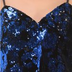 ZARA  Juliette Strappy Blue Sequin on Black Velvet Tank Top Camisole‎ Size Small Photo 6