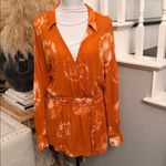 Free People  Marla Printed Shortall Orange Tie Dye Romper Size Medium Photo 3