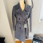 SOIA & KYO Safira Double Breasted Wool Herringbone Coat, Black/Gray Medium NWT Photo 4
