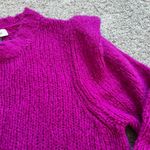 Naadam Fuzzy Magenta Sweater Cropped Long Sleeve Shoulder Detail Pink Size L Photo 5