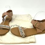 J.Crew Crystal Embellished Jewel Encrusted Open Toe Leather Flats Sandals Shoes Photo 0