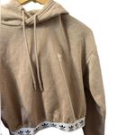 Adidas  Originals Trefoil Cropped Hoodie sweatshirt in a beige/tan color Photo 9
