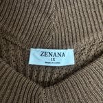 Zenana New Women's Plus Size V-Neck Off The Shoulder Waffle Knit Sweater Camel / Light Brown Sz 1X Photo 8