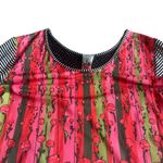Volt Designs Rose Print Dress Stripe Back Colorful Stretch Size 3 Large Women's Pink Photo 1