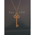 Tiffany & Co. 18k Yellow Gold Diamond Key Pendant Necklace with Box Photo 8