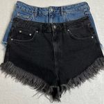 Topshop Bundle Summer Moto KIRI Black and Blue Jean Shorts with Distressed Hem Photo 0