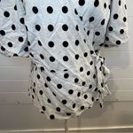 Gap  Cream and Black Wrap Polka Dot Blouse Linen Blend Photo 4