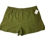 Abound  Linen Blend Olive Green Pull On Shorts Elastic Waist‎ Size 2X Summer Photo 0