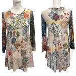 John Mark Multi Embroidered Mesh Mixed Media Boho Tunic Folklore Art-to-Wear XS Photo 1