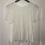 NWOT Mi Ami Boutique Smocked Babydoll White‎ Short Sleeve Blouse Size Medium White Photo 0