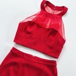 Dress the Population NEW Women’s Elliana Two-Piece Faux Halter Set Rouge Photo 8