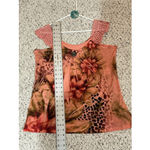 Woman’s Multi Pink Floral Print Blouse Sleeveless Studded Flowy Dress Barn Large Photo 5