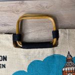 Greetings From London Big Ben Bus Souvenir Tote Bag Wooden Handle Retro Travel Tan Photo 2