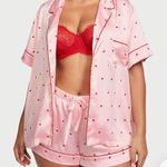Victoria's Secret  Pink Satin Heart Pajama Set XXL NWT Photo 0