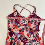 Athleta  Floral Power Y Tank Top Size MT Crossback Shelf Bra Activewear Photo 3