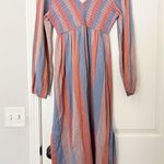 Warm Joanna Striped Smocked Long Sleeve Midi Dress Size L Photo 4
