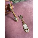 Champagne Bottle Beaded Rhinestone Dangle Earrings White Gold Costume Jewelry Photo 4